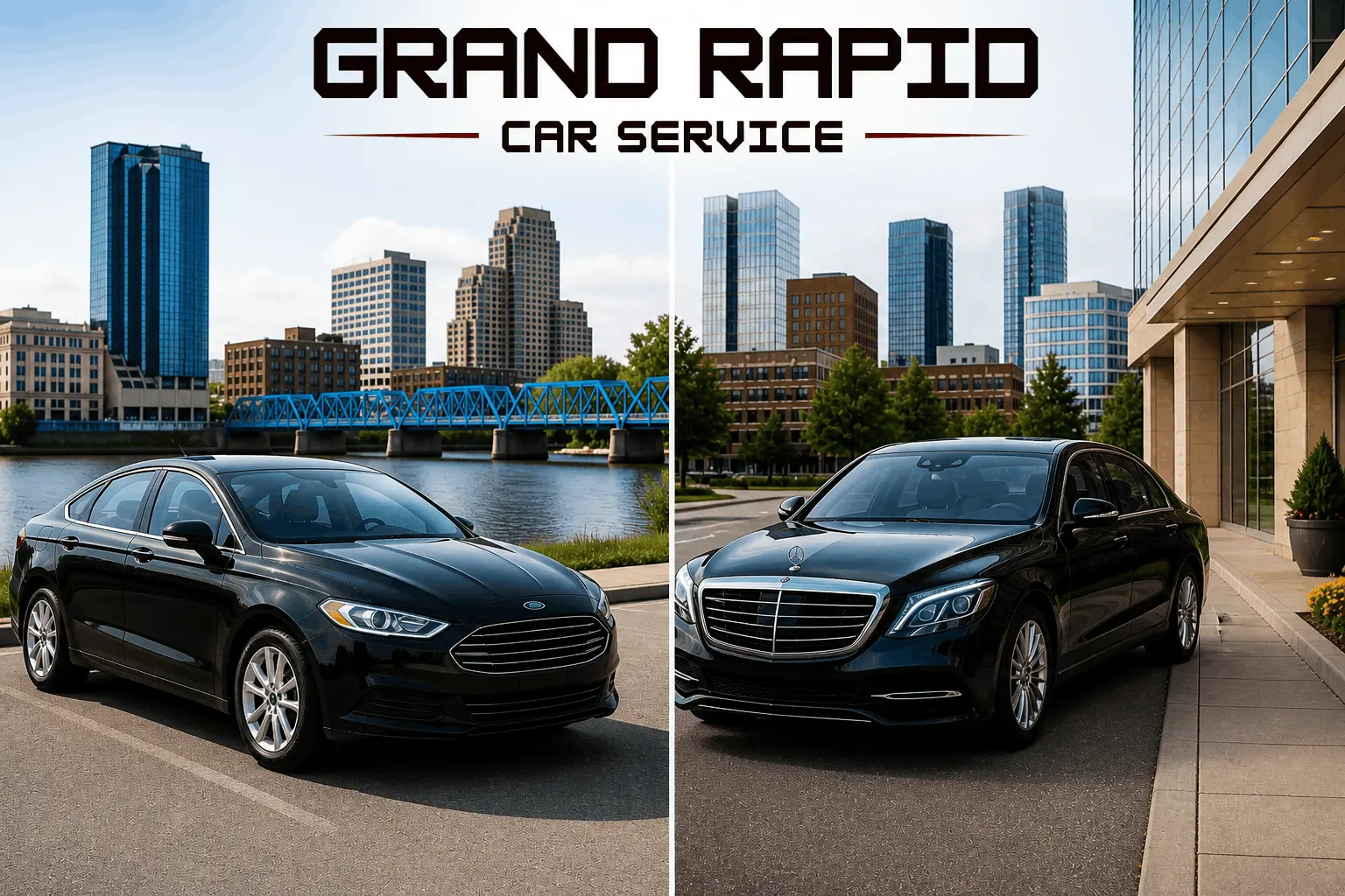 town car and black car standing side by side