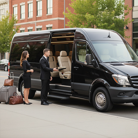 Luxury black transportation vehicle